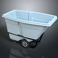 Dual Compartment Plastic Trash Bin With Wheels And Black Frame