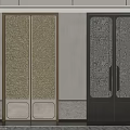 Modern Double Doors with Gold Black Frames and Textured Patterned Glass Interior