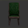 Green Single Sofa With Wooden Arms Button Tufted Design And Classic Style Upholstery
