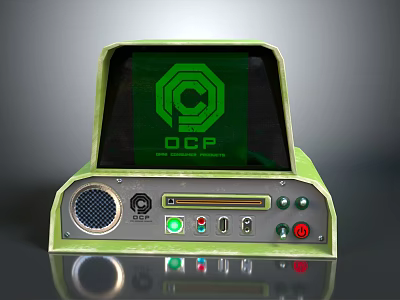 Green Electronic Device With Screen Display OCF Logo Ports And Control Buttons 3d model