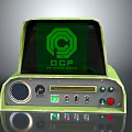 Green Electronic Device With Screen Display OCF Logo Ports And Control Buttons