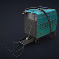 Old Blue Welding Machine With Control Panel Wheels Rusty Surface And Cable 3d model