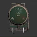 Rusty Railroad Tank Car With 101 Franco International Cylindrical Tank And Green Wheels