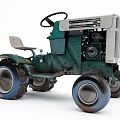 Vintage Green Tractor With Steering Wheel Seat And Large Muddy Wheels