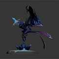 Mythical Creature 3D Model With Large Wings And Glowing Blue Base Design 3d model