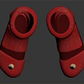 Red Leather Spiked Shoes Featuring Shiny Reflective Surface And Thick Sole