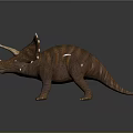 Realistic 3D Triceratops Dinosaur Character Model With Horned Head Spiked Frill And Detailed Skin