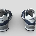 Navy Blue New Balance Retro Running Shoes With White Logo Gray Laces And Textured Sole
