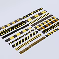 Public Facilities Safety Warning Stickers With Black And Yellow Stripes Arranged Neatly