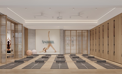 Modern Yoga Room Pilates Yoga Cafe Room 3d model