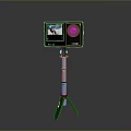 Electronic Monitor Device With Display Screen And Camera Lens On Tripod Stand