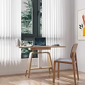 Cozy Window Desk With Laptop Chair Wall Painting And Curtains On Wooden Floor