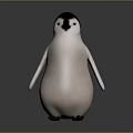 Adorable 3D Penguin Character with Round Body White Belly and Black Head