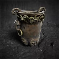 Ancient Bronze Sculpture With Intricate Carving Patterns Decorative Ring Handles And Mythical Beast Feet