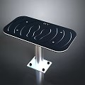 Black Fitness Platform With Footprint Grooves And FIT Logo On Silver Metal Stand