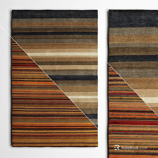 Square Area Rug With Multicolored Striped Patterns And Modern Design For Home Decor 3d model