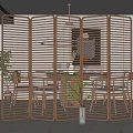 Modern Wooden Room Divider with Vertical Slats in Contemporary Interior Design