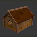 Rustic Wooden Dog House With Brown Roof And Front Entrance Design
