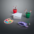 Computer Drawing Tools Set With Digital Pens Palette Paper And Storage Case 3d model