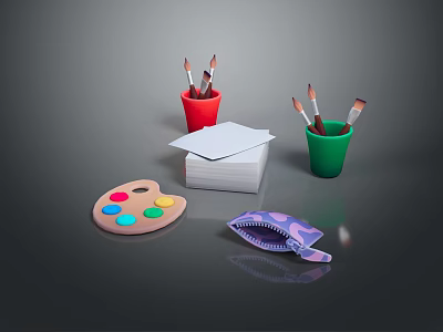 Computer Drawing Tools Set With Digital Pens Palette Paper And Storage Case 3d model