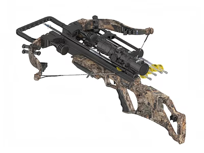 Tactical Camouflage Crossbow With Mechanical Components Arrows Ergonomic Grip And Modern Design 3d model