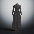 Women's Elegant Dark Long Sleeve High Neck Intricate Pattern Maxi Dress Design