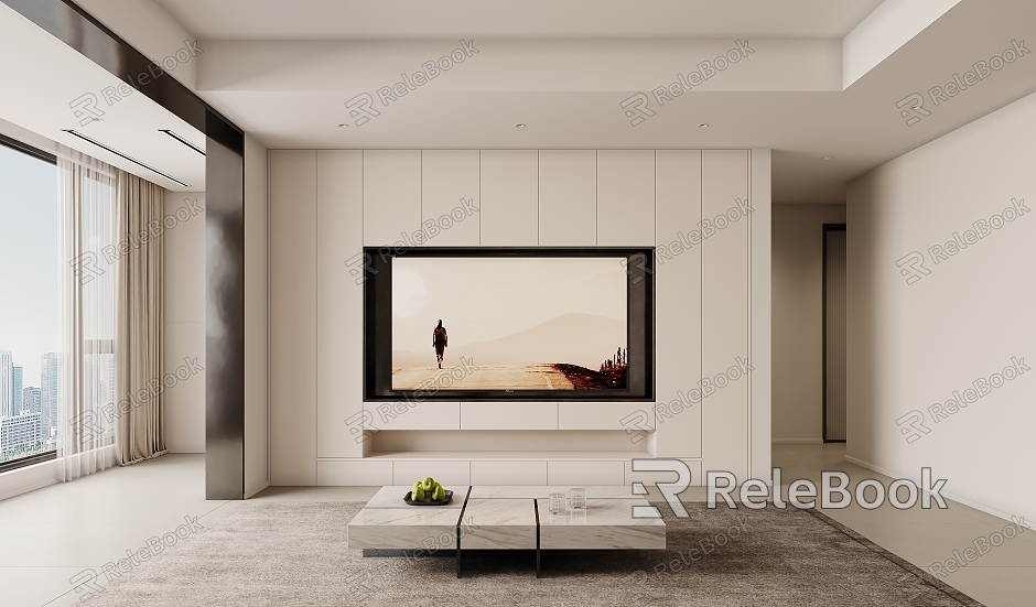 Modern TV Background Wall TV Cabinet Simple Cream Style Modern Living Room Modern Guest Dining Room G120 model