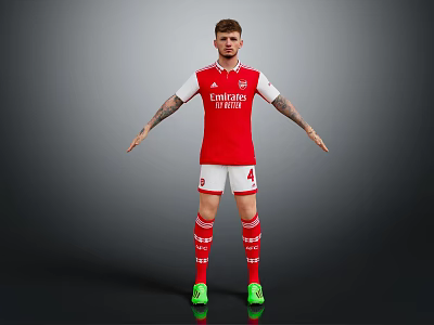Arsenal Football Equipment Set With Red Jersey White Shorts Socks And Green Cleats 3d model