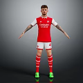 Arsenal Football Equipment Set With Red Jersey White Shorts Socks And Green Cleats