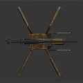 Mechanical Spider Inspired Machine Gun Structure With Metal Legs And Details 3d model