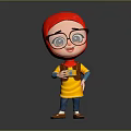 Cartoon Style Game Movie Character With Red Headscarf Glasses Yellow Top And Camera