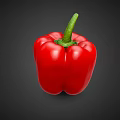 Vibrant Fresh Red Bell Pepper With Green Stem On Dark Background