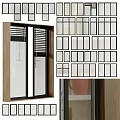 Casement Windows With Various Designs Wooden Frames And Black Metal Glass Panels
