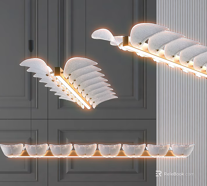 Elegant Modern Chandelier With Layered Transparent Glass Petal Shades For Interior Design 3d model 