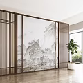 New Chinese Style Screen Partition 3d model