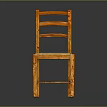 Simple Wooden Leisure Chair With Slatted Back Woven Seat And Sturdy Legs