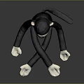 Plush Monkey Doll With Black Body White Face Hands And Feet Sitting Position