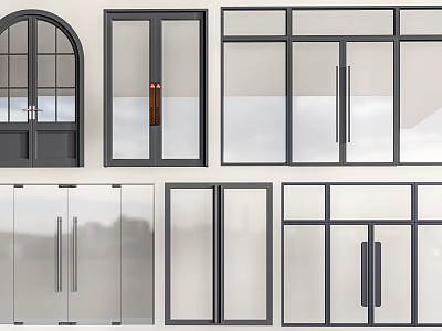 Various Modern Swing Door Designs With Glass Panels And Frame Styles 3d model