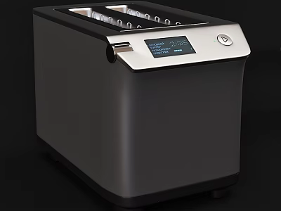 Modern Compact Silver Black Kitchen Appliance With Digital Display And Control Panel 3d model