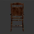 Vintage Wooden Leisure Chair With Carved Armrests Studded Backrest And Curved Legs