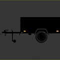 Black Cargo Trailer With Open Bed Sturdy Construction And Reflective Strips 3d model