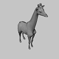 Giraffe 3D Model With Brown Spots And Long Neck Standing On Gray Background 3d model