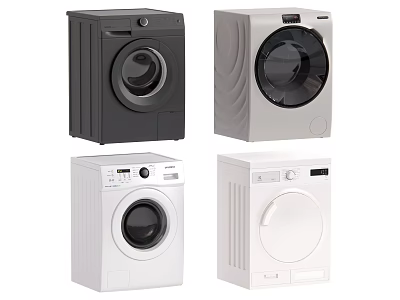Various Washing Machines in Different Colors and Front Loading Styles for Home Use 3d model