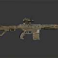 Futuristic Sniper Rifle With Red Dot Scope And Metallic Design Features