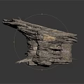 Natural Rock Bench Structure With Layered Stone Texture And Supporting Base
