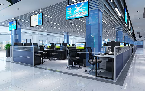 modern public office area office 3d model