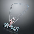 Stylish Silver Chain Necklace Featuring CAVALOT Lettering Pendant With Pink Blue Accents