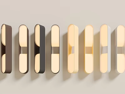 Modern Minimalist Wall Sconces in Black White and Beige Tones Arranged in Row 3d model