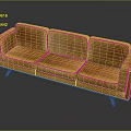 Stylish Orange Leather Three Seater Sofa With Wooden Legs Modern Design