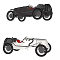 Vintage Race Cars in Black and White with Number 2 Classic Design